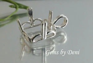 Sterling Silver Square Regalle Pre-Notched Pendant Setting (10x10mm to 14x14mm) - Picture 1 of 5