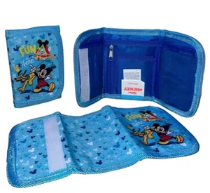 Mickey Mouse Modern Blue Canvas Tri Fold Wallet Blue - Picture 1 of 1