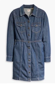 Levi’s Flynn Western Dress Long Sleeve Blue New York Moment Women Size Large - Picture 1 of 6