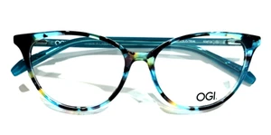 OGI YOLO/TEAL TORTOISE NEW AUTHETNIC CAT EYE FULL RIM EYEGLASSES 50-14-132 - Picture 1 of 9