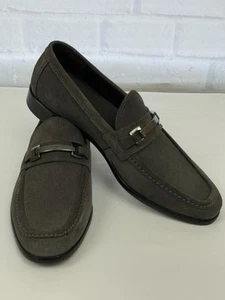 NWT Saks Fifth Avenue Tatton Men’s Suede Leather Charcoal Loafers Shoes Sz 8.5 M - Picture 1 of 12