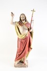 O37Z36- Antike Nazarener Figur Auferstehungschristus Holz geschnitzt 19.Jh