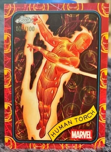 2025 Topps Chrome Marvel HUMAN TORCH Iron Man Red And Gold /100!! - Bild 1 von 2