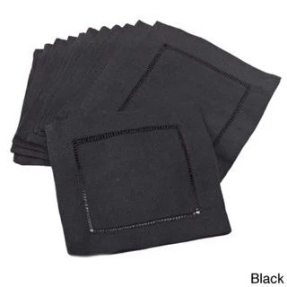 Hemstitched Linen Blend Cocktail Napkins (Set of 12) - Image 1 of 4