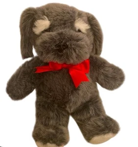"Fordlet International 1989 de peluche de perro cachorro vintage gris blanco 15""" - Imagen 1 de 7