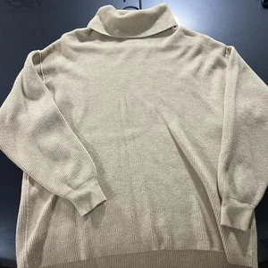 Free People Ribbed Knit Sweater Women’s Oversized Turtleneck Cream Size Small - Picture 1 of 5