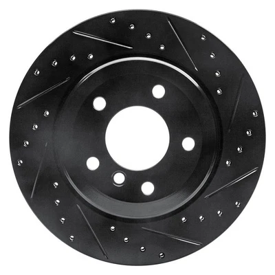 For BMW 528i 08-10 Brake Rotor eLINE Drilled & Slotted 1-Piece Rear Passenger - Imagem 1 de 4