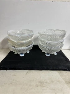Antique 6 Mosser Glass White Opalescent Glass Sering Bowl Beaded Shell Pattern - Imagen 1 de 6