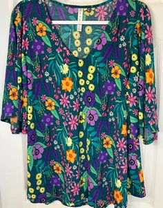 Liebe Scarlett Bluse Gr. L bunt Blumen Art to Wear hübsche Flatter Tunika Top - Bild 1 von 8