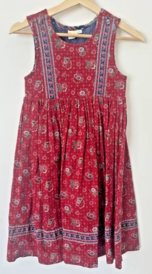 Vintage VERA BRADLEY INDIANA Girls L Dress Quilted Top Red Navy Paisley Floral - Image 1 of 4