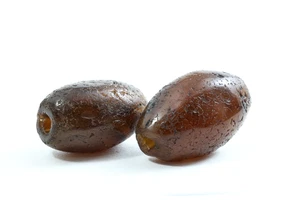 A pair of ancient "Tang Gu" (sugar-glazed)agate beads Millennium Amulet Antique - Picture 1 of 13