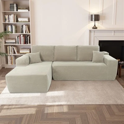 Sofá seccional modular Cloud con chaise, pana de felpa, camel Foto 1 de 4