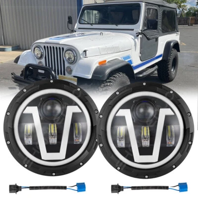 Par de faros LED de 7 pulgadas ojos de ángulo halo para Jeep CJ-8 Scrambler 1981-1985 Foto 1 de 4