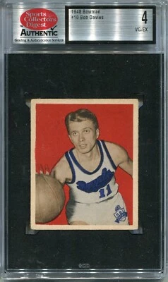 Tarjeta de novato Bowman #10 1948 Bob Davies Rochester Royals - Salón de la fama - SCD 4 en muy buena condición/ex  Foto 1 de 2