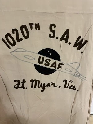 1950s Vintage Clothing Find 😍 1020 S.A.W AIR FORCE ROCKABILLY BOWLING Shirt - Image 1 of 4
