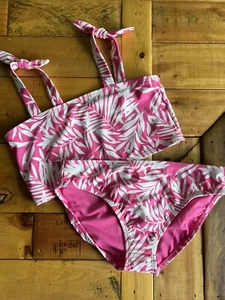 New Gap Kids Girl's Pink Hawaiian tropical Two Piece Swim Suit size XL - Picture 1 of 5