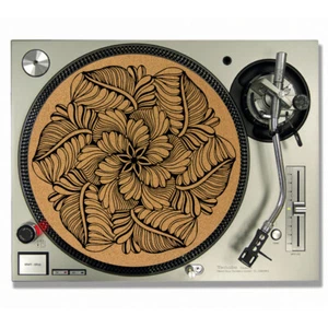 Mandala Leaf Vinyl CORK DJ SLIPMATS / Turntable SLIP MATS - Picture 1 of 1