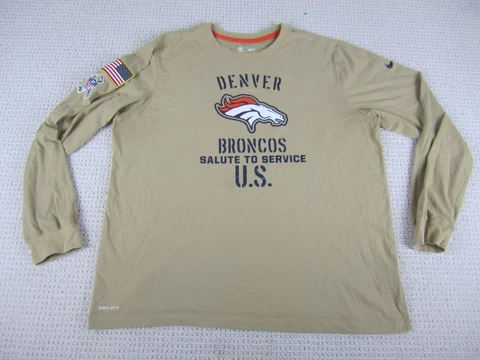 Denver Broncos Shirt XL Beige Salute to Service Football NFL Army Military Nike Cover
