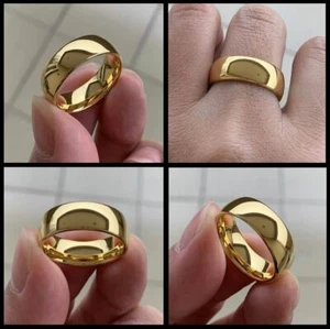 Herren Damen 8 mm 18 Karat Gelbgold gefüllt einfarbig schwer D-förmig Ehering - Bild 1 von 6