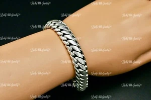 925 Sterling Silver Unique curb bracelet handmade in Bali 8.5 inch 86.2 grams - Picture 1 of 11