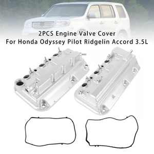 2PCS Front+Rear Engine Valve Cover Pour Honda Odyssey Pilot Ridgelin Accord 3.5L - Picture 1 of 16