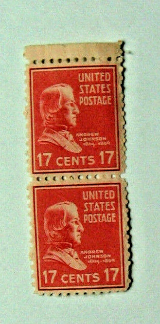 1937 Two (2) Attached 17 Cent Andrew Johnson U.S. Stamps - Image 1 of 1