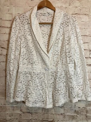 Cato Топ женщин 14/16W белый по всему кружева одна кнопка кокетка женский плюс - Изображение 1 из 4