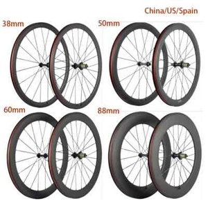 700C Full Carbon Road Bike 38/50/60/88mm Clincher Wheelset UD Matte Basalt Brake - Picture 1 of 20