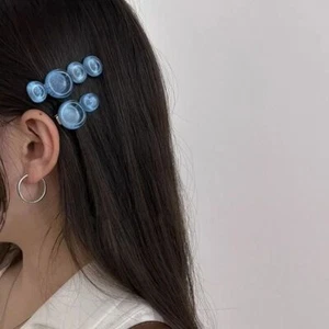 Geometric Barrette Hairclips - Round Plastic Hairpin Women Hair Accessories 2pcs - Picture 1 of 15