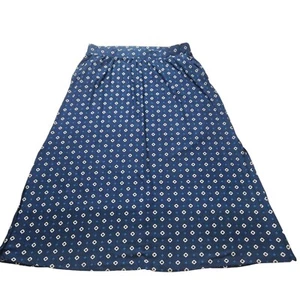 Terra Sky Long Skirt Womens 1X (16-18W) Navy Blue Geometric Pull On Pockets Slit - Picture 1 of 7