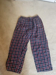 NFL New England Patriots Pajama Pants Men's Large Blue Red Plaid Drawstring - Picture 1 of 3