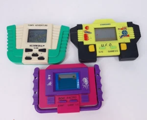 3 Handheld Games Game Vintage 1980s 1990s Sunwing UFO Boat Racing - Picture 1 of 8