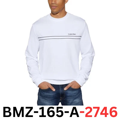 Sudadera para hombre Calvin Klein ajuste estándar cuello redondo (blanca, pequeña) Foto 1 de 4