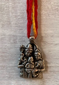92.7 Sterling silver necklace jewelry pendant carved Hindu lord Shiva family - Picture 1 of 12