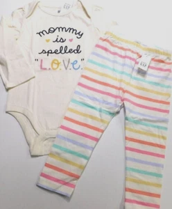 Gap Baby Girl Bodysuit Leggings Multicolor SIZE 18-24M Cotton Mommy is Love NEW - Picture 1 of 4
