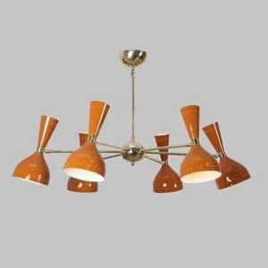 Brass Chandelier Mid Century Modern Brass 12 Lights Sputnik chandelier light - Picture 1 of 6