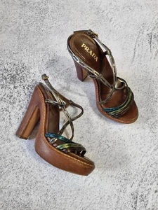 Vintage Prada Leather High Heels Sandals, Size 36 - Picture 1 of 12