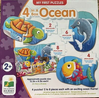 Puzzle 4 In One Box Ocean Theme. Ages 2+, Hours Of Colorful Fun And Brain Teaser - Image 1 of 4
