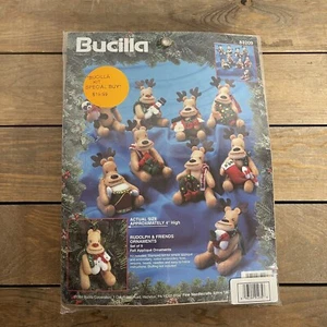 Christmas Bucilla 9 Felt Applique ORNAMENT KIT RUDOLPH & FRIENDS Reindeer 83209 - Picture 1 of 5