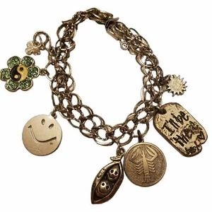 Vintage 925 Sterling Silver 7” Charm Bracelet W/ Various Charms 1970s - Picture 1 of 10
