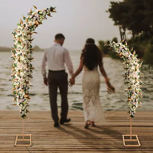Set of 2 Gold Metal Wedding Arch Rack Flowers Frame Stand Party Backdrop Decor - Picture 1 of 19