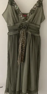 Lipsy Olive Green Party Dress Size S/M - Picture 1 of 6
