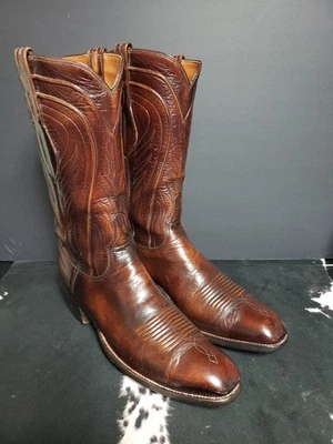 Lucchese Vintage San Antonio Goat French Toe Mens Cowboy Western Boots Size 10 A - Image 1 of 4