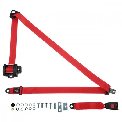 Rear Automatic Seat Belt For Fiat Uno Hatchback 1988 Shape Red - Image 1 of 4