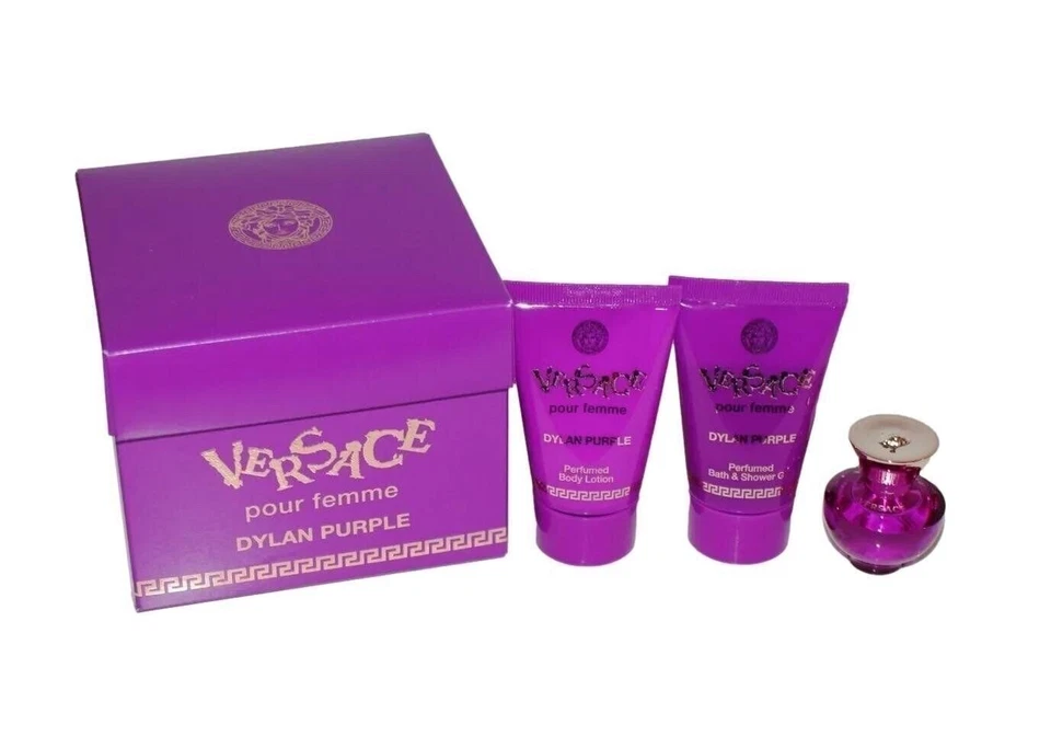 Versace Dylan Purple 5 ml EDP Splash+ 25ml gel de banho + conjunto de gel corporal novo na caixa - Imagem 1 de 1