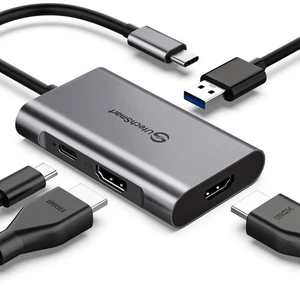 USB C to Dual HDMI Adapter, USB C Hub to HDMI,4 in 1 USB C Hub Multiport Adap... - Picture 1 of 8
