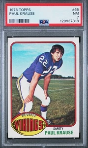 1976 Topps #65 Paul Krause VIKINGS HOF PSA 7 - Foto 1 di 1