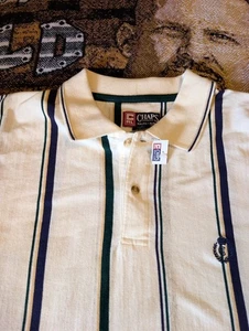 NWT Vintage Chaps Ralph Lauren Mens Blue Green Red Striped Polo Golf Shirt L - Picture 1 of 21
