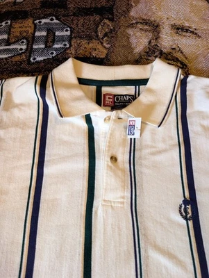 NWT Vintage Chaps Ralph Lauren Mens Blue Green Red Striped Polo Golf Shirt L - Image 1 of 4
