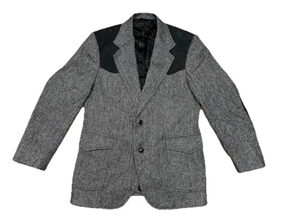 Jaqueta de lã Pendleton Western tweed blazer casaco esportivo remendo de cotovelo cinza preto 40 - Imagem 1 de 4